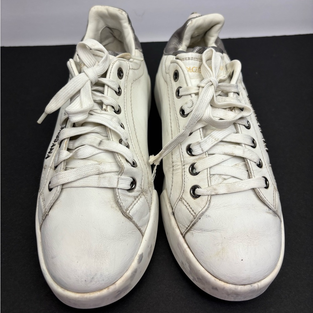Dolce Gabanna White Leather Low-Top Sneakers, SZ 38 EU, box 35
